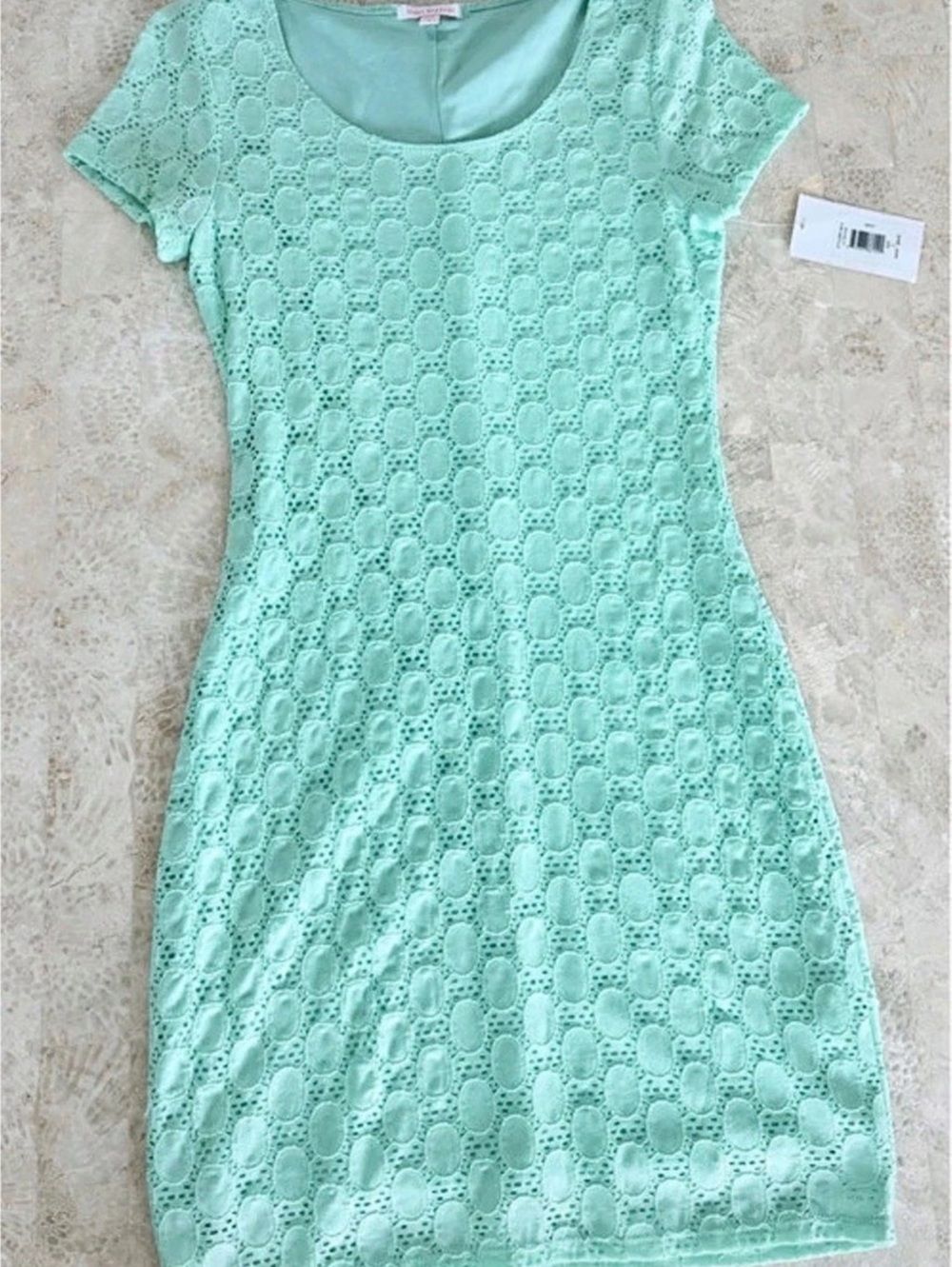 Isaac Mizrahi Fitted Eyelet Dress Green Small